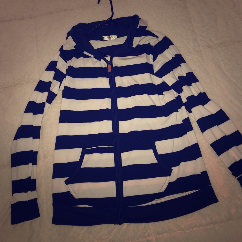Navy & white striped zip up hoodie ⚓️